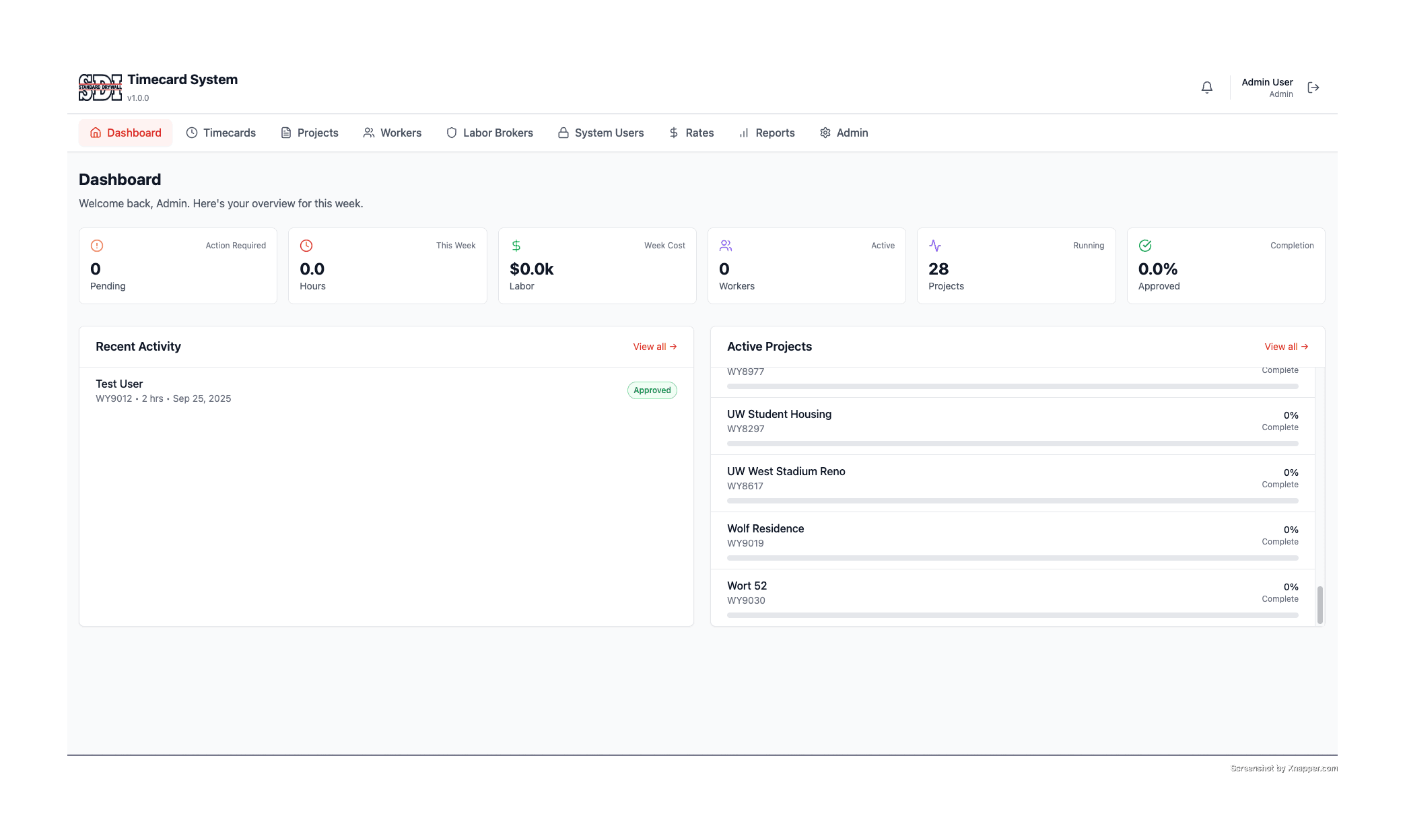 Standard Drywall Management System